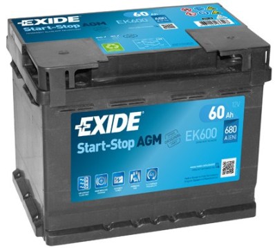 Аккумуляторная батарея EXIDE 60Ah AGM (Start-Stop EK600)